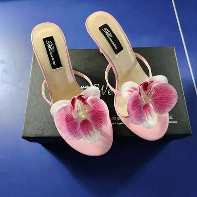 Women's Summer Fashion Flower High Heel Slippers Fendax 0