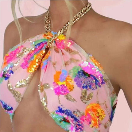 Sexy Color Sequin Embroidered Tube Top Fendax 0