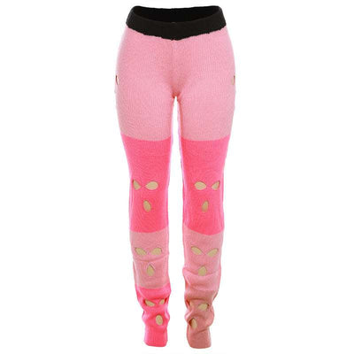 Fall Women's Clothing New Contrast Color Knitted High Waist Straight Casual Pants