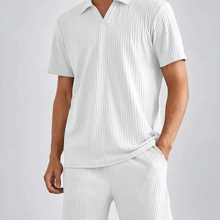 Fashion Casual Polo Short Sleeve Shirt Shorts Two-piece Set Men's Suit Fendax 0