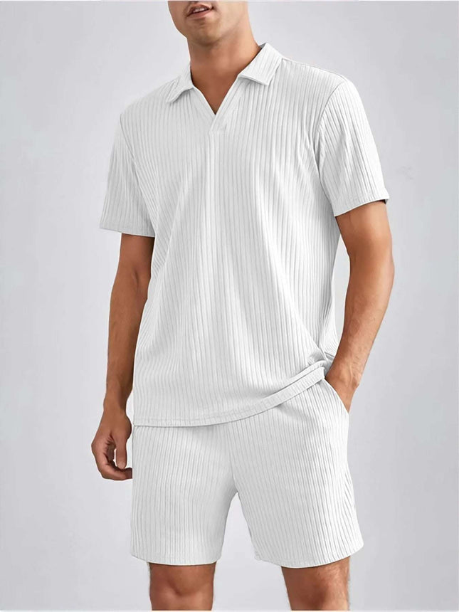 Fashion Casual Polo Short Sleeve Shirt Shorts Two-piece Set Men's Suit Fendax 0