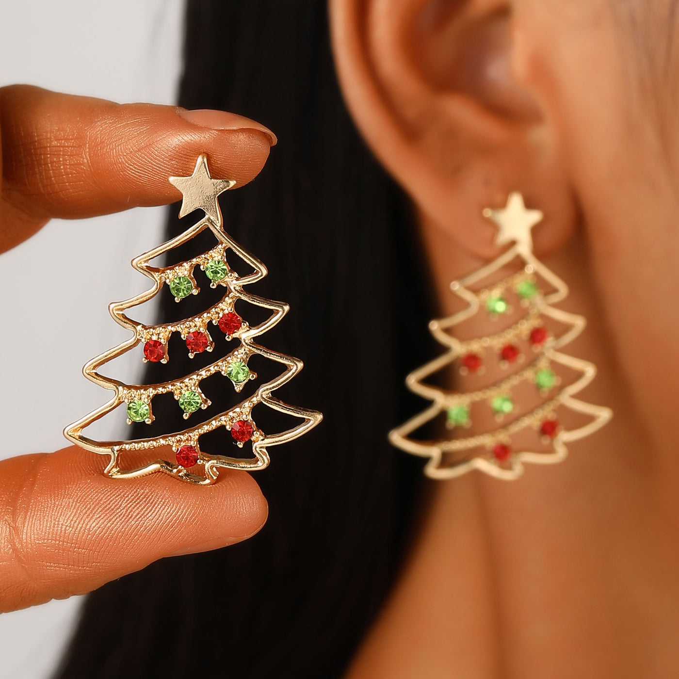Christmas Earrings With Christmas Tree