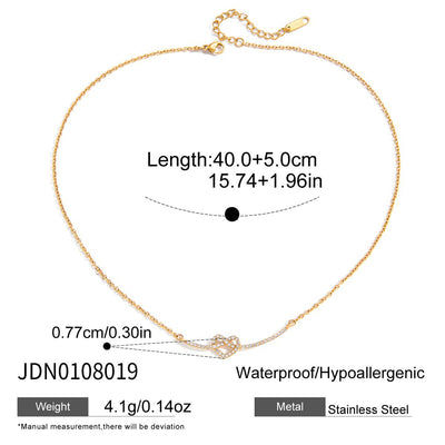 Women's Titanium Steel Rhinestone Heart Necklace Pendant