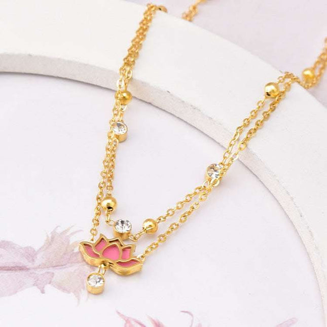 Flower Double Layer Feet Chain Zircon Fendax 0