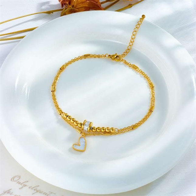 Fashion Jewelry Boho Classic Love Heart Ankle Chain Double Layer Chain Bracelet Anklet Charm Tassel Leg Chain On Foot Chain Women Party Jewelry Accessories Fendax 0