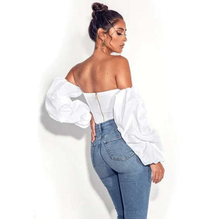 Irregular Long Sleeved Sexy Fashion Short Top Fendax 0