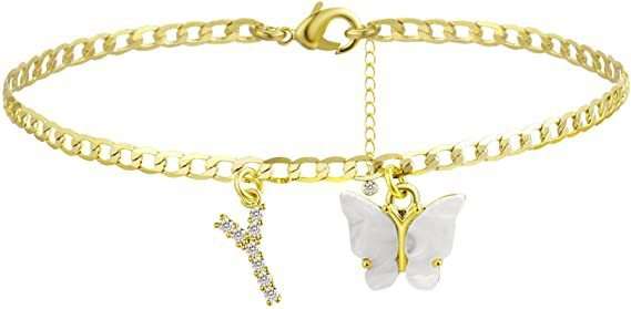 Butterfly Letter Feet Chain Fashion Inlaid Diamond Letter Acrylic Fendax 0