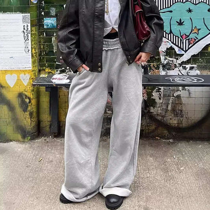 Fashion High Waist Loose Wide Legs Comfortable Gray All-match Commute Street Casual Pants For Women Fendax 0