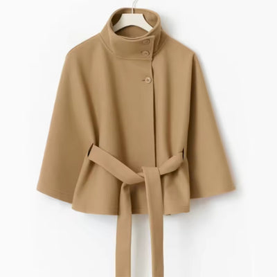 High Neck Batwing Sleeve Coat
