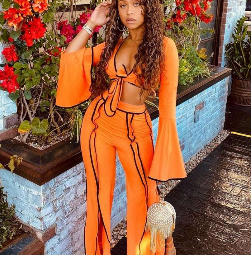New Fall Women's Clothing Personalized Line Wide Leg Sports Suit