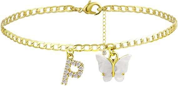 Butterfly Letter Feet Chain Fashion Inlaid Diamond Letter Acrylic Fendax 0