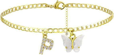 Butterfly Letter Feet Chain Fashion Inlaid Diamond Letter Acrylic Fendax 0