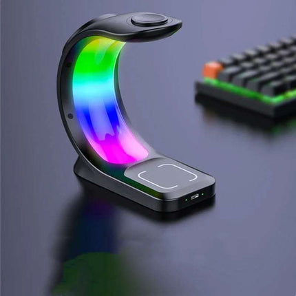 4 In 1 Magnetic Wireless Charger Fast Charging For Smart Phone Atmosphere Light Charging Station For Airpods Pro I-phone Watch Fendax 0