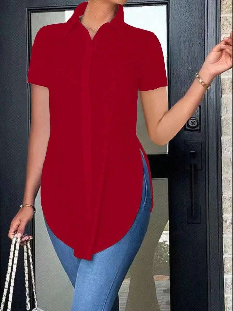 Summer Fashion Simple Polo Collar Women's Shirt Fendax 0