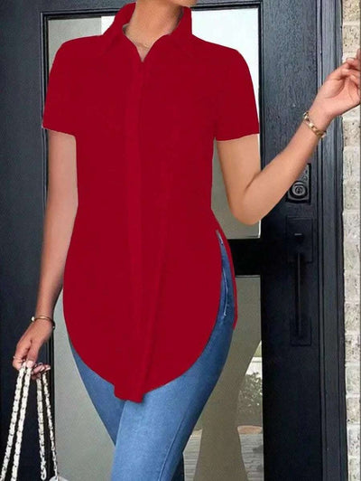 Summer Fashion Simple Polo Collar Women's Shirt Fendax 0