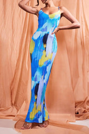 Trendsi Made in US Backless Printed Maxi Cami Dress
