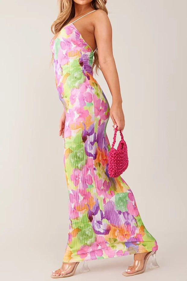 Trendsi Made in US Backless Printed Maxi Cami Dress
