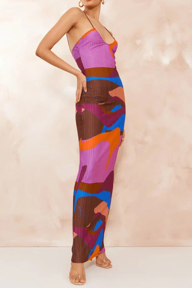 Trendsi Made in US Backless Printed Maxi Cami Dress