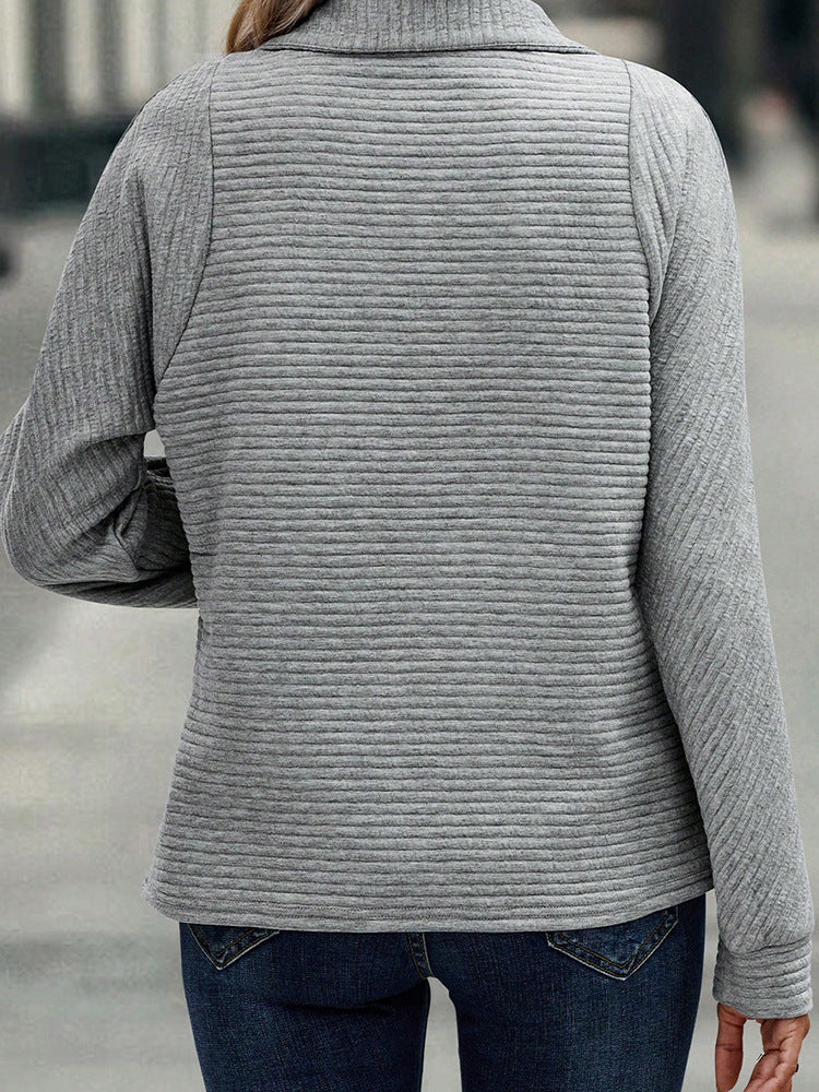 Zipper Stand Collar Pullover Sweatshirt