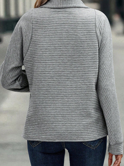 Zipper Stand Collar Pullover Sweatshirt