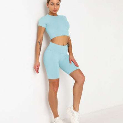 Seamless Short Sleeve Suit Hip Lift Yoga Wear Sports Fendax 0
