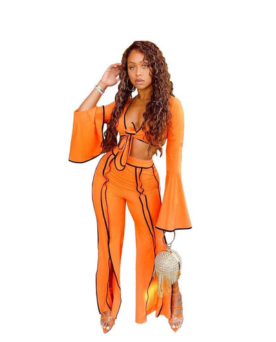 New Fall Women's Clothing Personalized Line Wide Leg Sports Suit