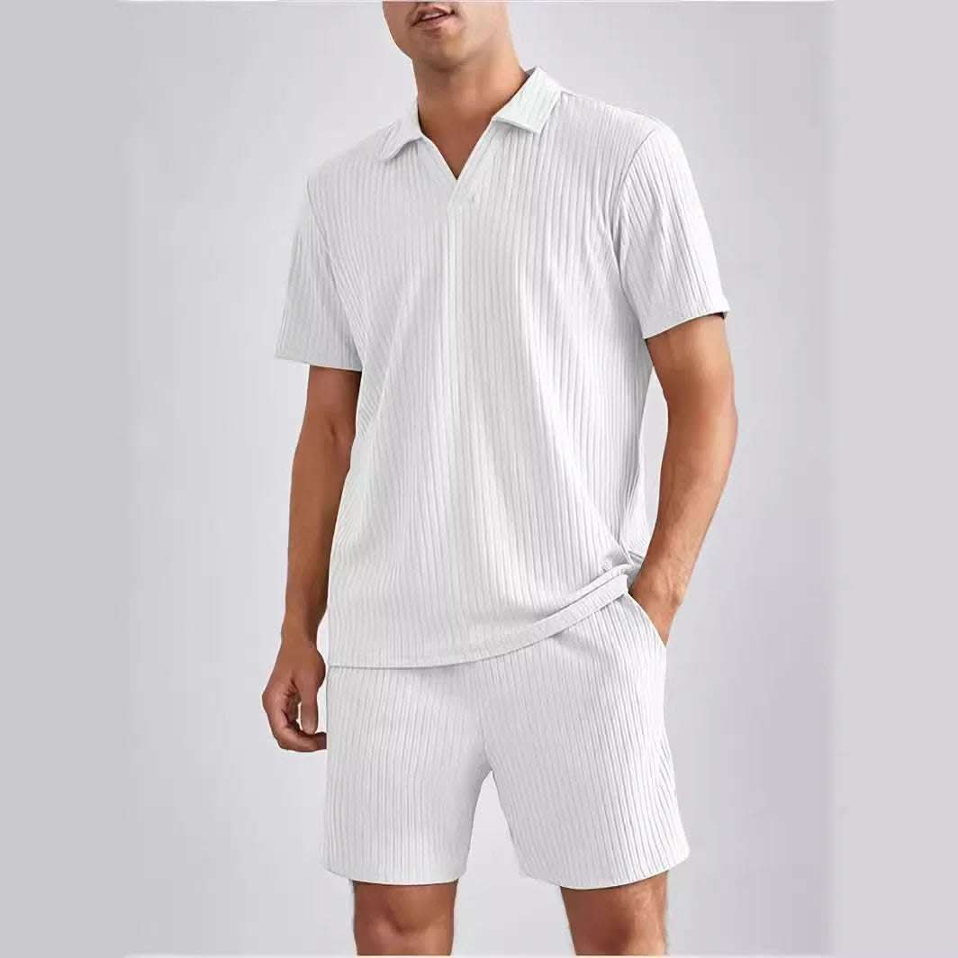 Fashion Casual Polo Short Sleeve Shirt Shorts Two-piece Set Men's Suit Fendax 0