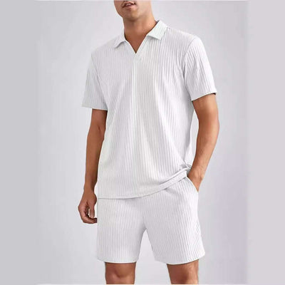Fashion Casual Polo Short Sleeve Shirt Shorts Two-piece Set Men's Suit Fendax 0
