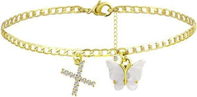 Butterfly Letter Feet Chain Fashion Inlaid Diamond Letter Acrylic Fendax 0