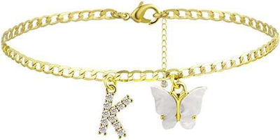 Butterfly Letter Feet Chain Fashion Inlaid Diamond Letter Acrylic Fendax 0