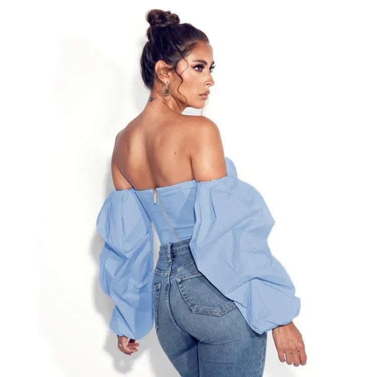 Irregular Long Sleeved Sexy Fashion Short Top Fendax 0