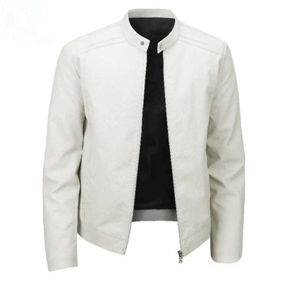 Spring And Autumn Men's Slim Leather Clothing With Stand Collar Jacket