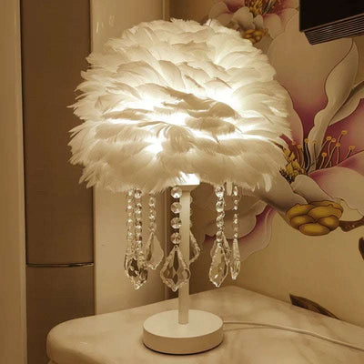 Feather Bedroom Light Luxury Crystal Dome Decorative Lamp Fendax 0