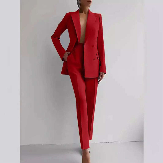 Casual Suits Fashion Long Sleeve Single-breasted Jacket Top And Slim Fit Trousers Women's Business Suits Fendax 0