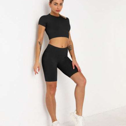Seamless Short Sleeve Suit Hip Lift Yoga Wear Sports Fendax 0