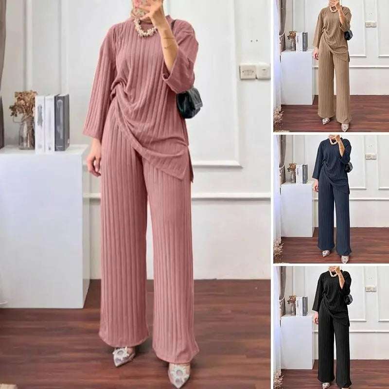 Women's Wear With Fall Long Sleeve Shirt Wide Leg Pants Clothing Sportswear Jacket