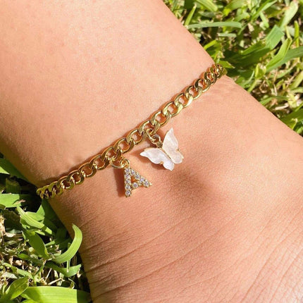 Butterfly Letter Feet Chain Fashion Inlaid Diamond Letter Acrylic Fendax 0