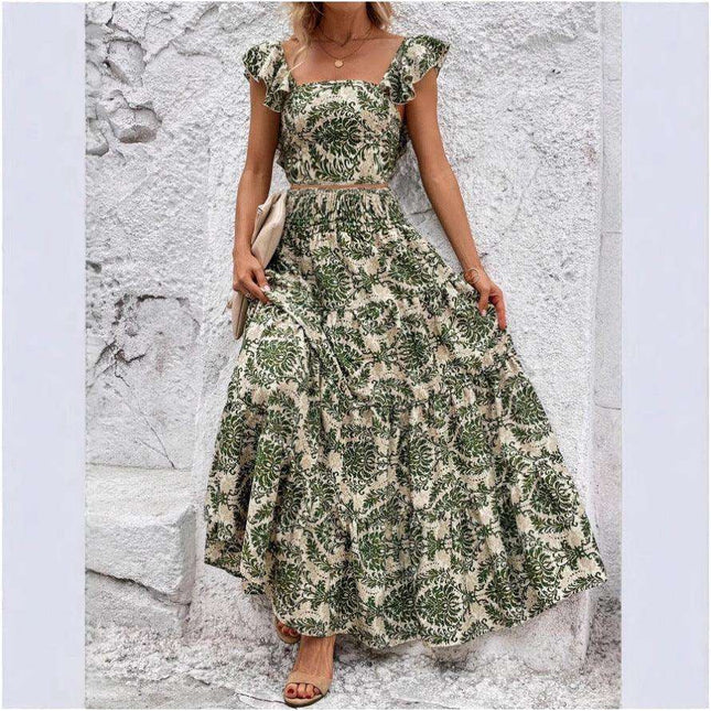 Tea Break Floral Strap Dress Female Midriff Outfit Slimming Temperament High-end Sense Fendax 0
