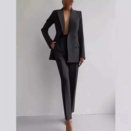 Casual Suits Fashion Long Sleeve Single-breasted Jacket Top And Slim Fit Trousers Women's Business Suits Fendax 0
