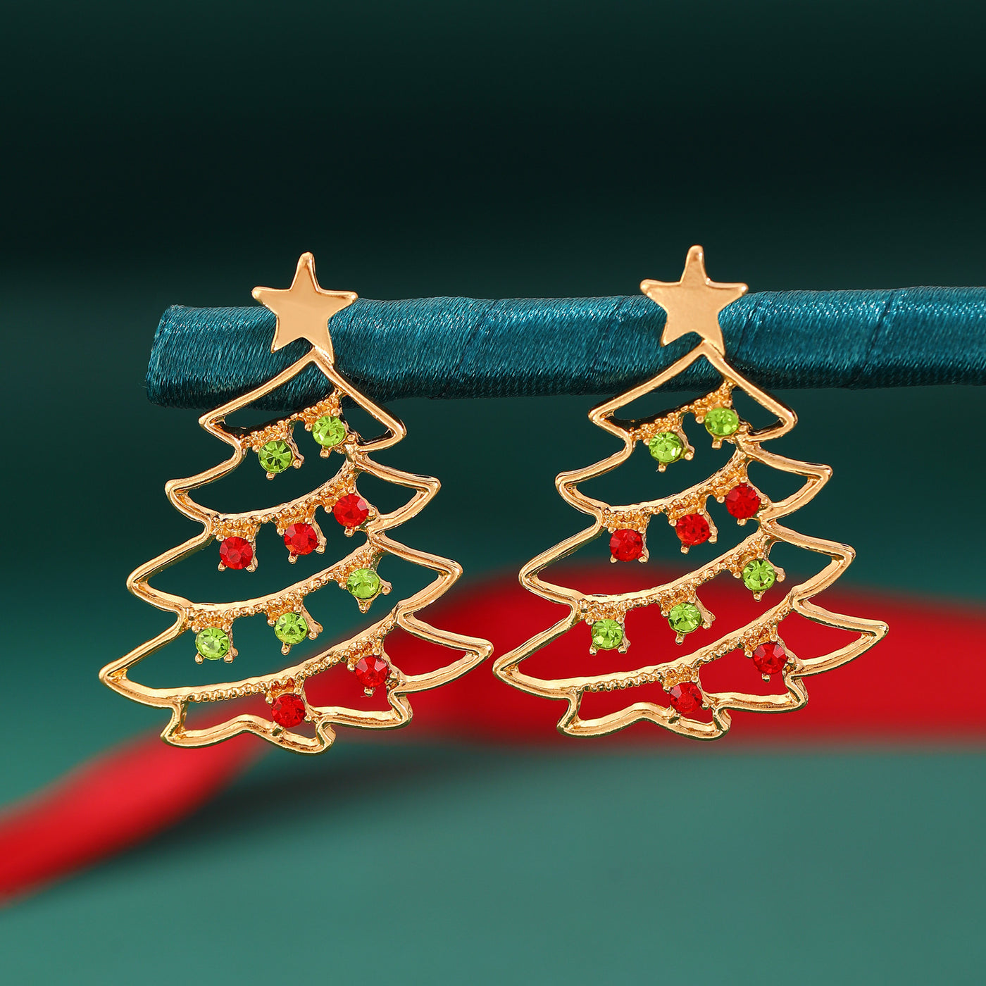 Christmas Earrings With Christmas Tree
