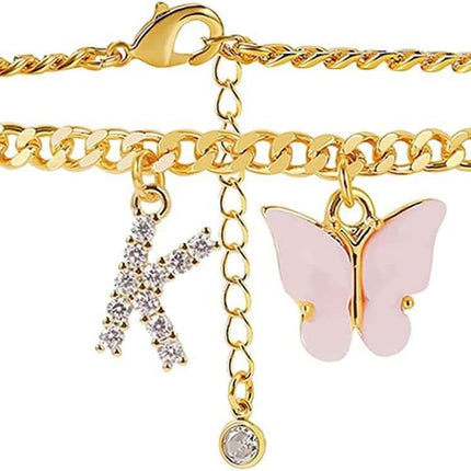 Butterfly Letter Feet Chain Fashion Inlaid Diamond Letter Acrylic Fendax 0
