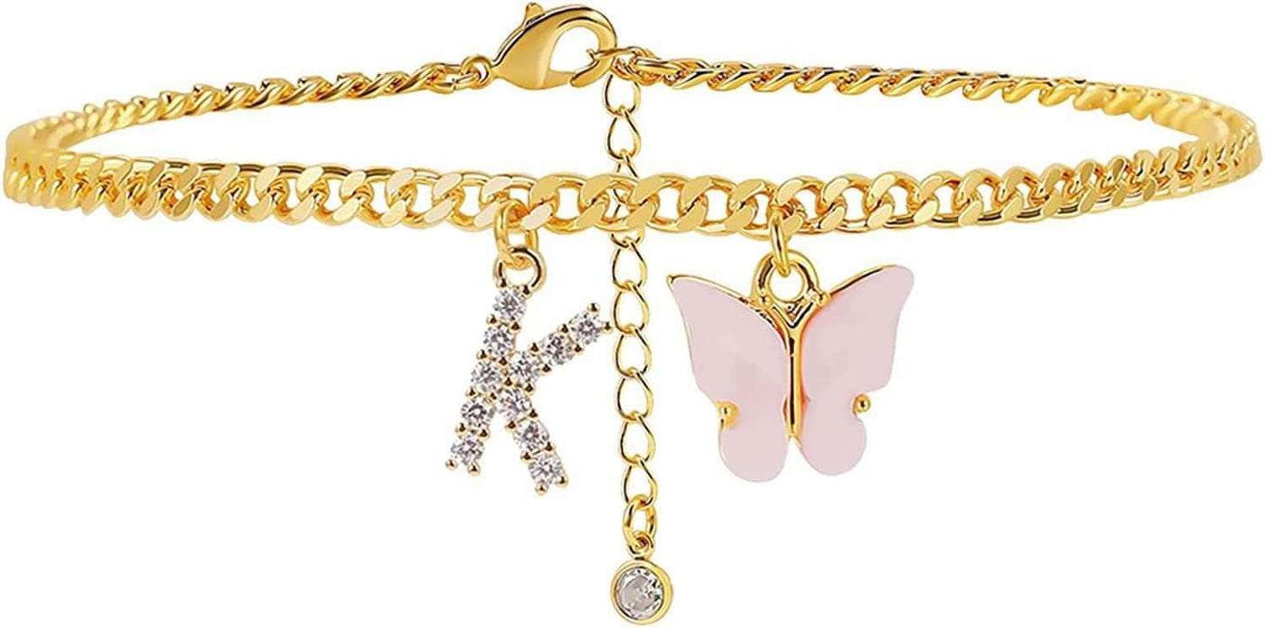Butterfly Letter Feet Chain Fashion Inlaid Diamond Letter Acrylic Fendax 0