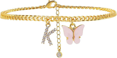Butterfly Letter Feet Chain Fashion Inlaid Diamond Letter Acrylic Fendax 0