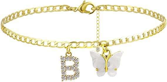 Butterfly Letter Feet Chain Fashion Inlaid Diamond Letter Acrylic Fendax 0