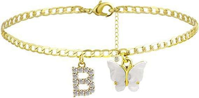 Butterfly Letter Feet Chain Fashion Inlaid Diamond Letter Acrylic Fendax 0