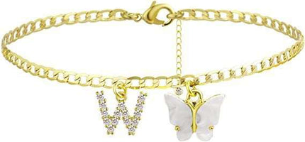 Butterfly Letter Feet Chain Fashion Inlaid Diamond Letter Acrylic Fendax 0
