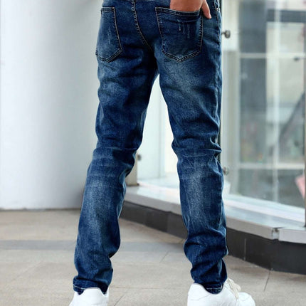 Slim Fit Stretch Men's Youth Blue Casual Pants Fendax 0