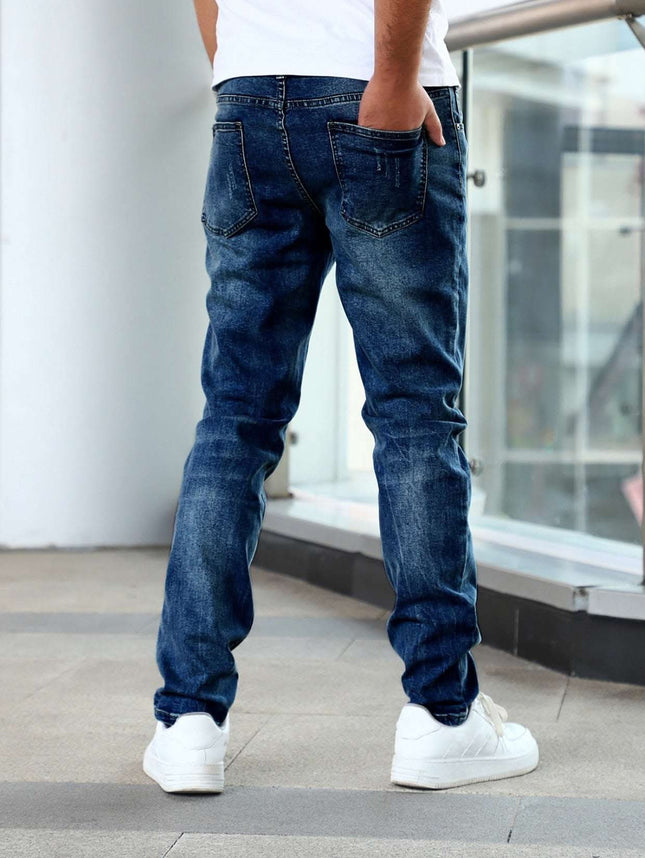 Slim Fit Stretch Men's Youth Blue Casual Pants Fendax 0