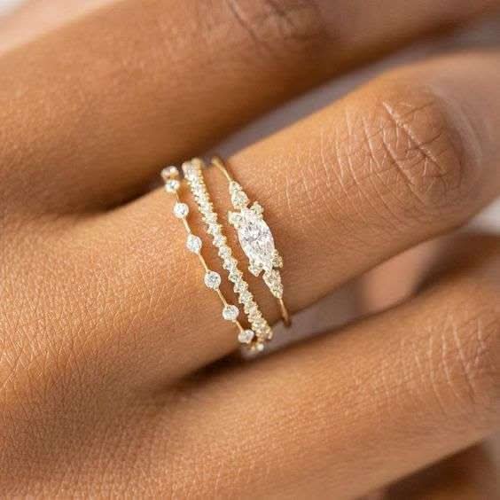 Gold Ring Fashion Ladies Three-piece Set Fendax 0