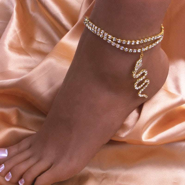 European And American Fashion Full Diamond Double Layer Feet Chain Fendax 0